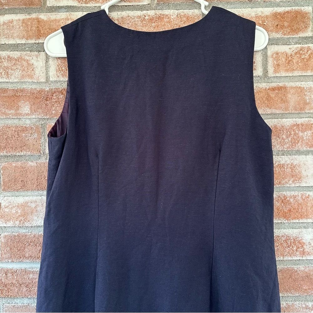 Talbots Linen Blend Button Up Sleeveless Shift Dress Women’s 10 Vintage Navy - Picture 7 of 8